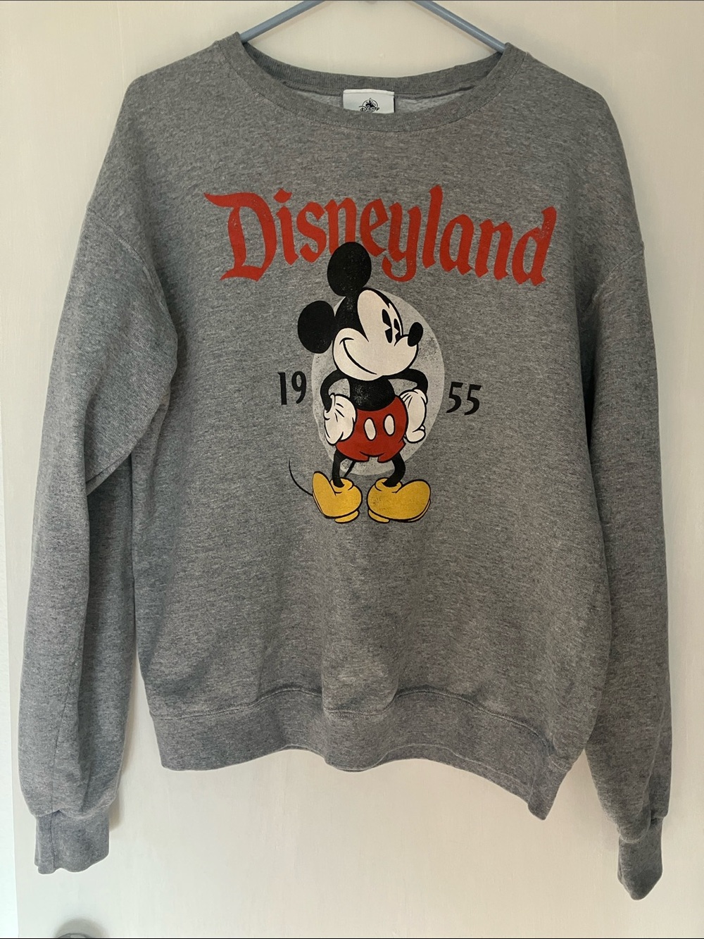 Disney Grey Crewneck with Vintage Mickey and Red Disneyland Script